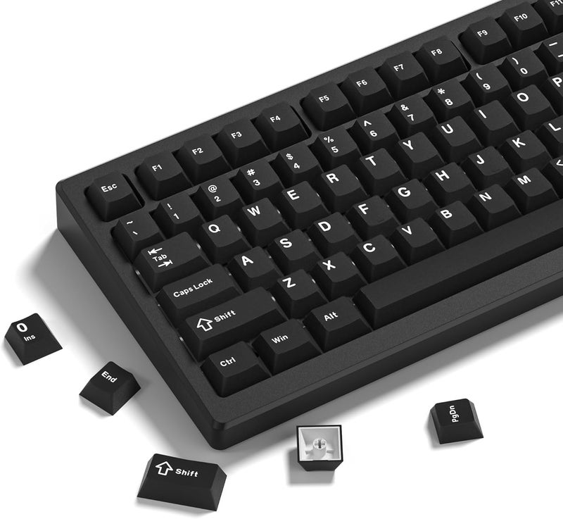 COSTOM Womier Double Shot PBT Keycaps Set 138 Keys, Cherry Profile Custom Keycaps 60 65 75 100 Percent for 61/64/68/84/87/100/104/108 Retro Gaming Mechanical Keyboard, Black - Image 1
